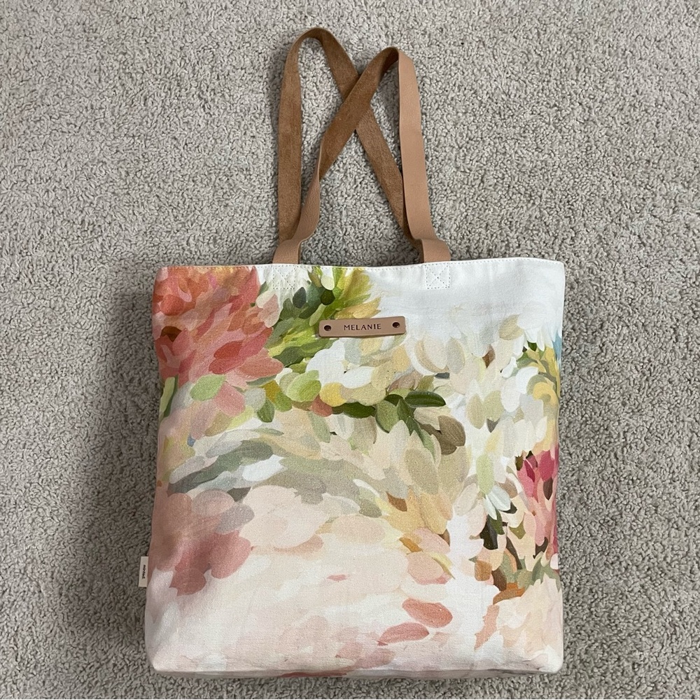 MELANIE Watercolor FLORAL Canvas TOTE Minted BAG